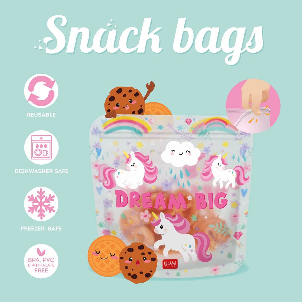 Legami Set di 3 Buste per Alimenti - Snack Bags Sottocosto
