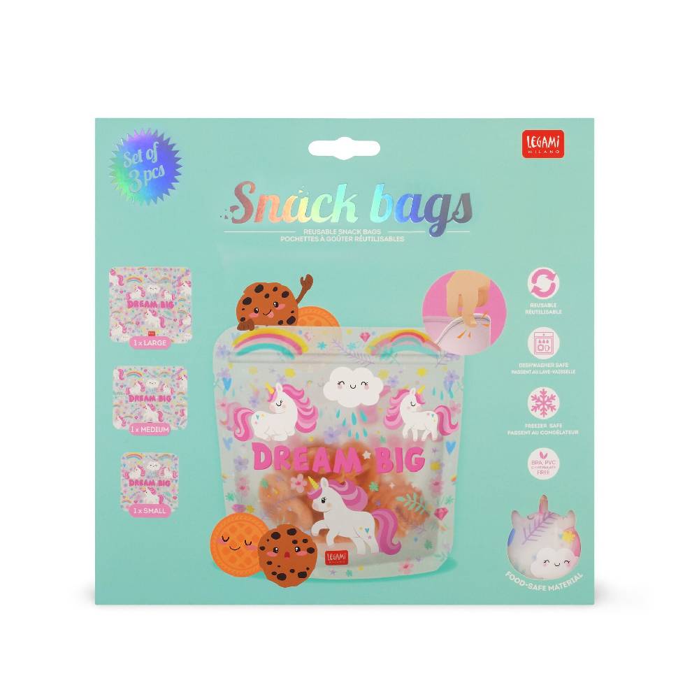 Legami Set di 3 Buste per Alimenti - Snack Bags Sottocosto