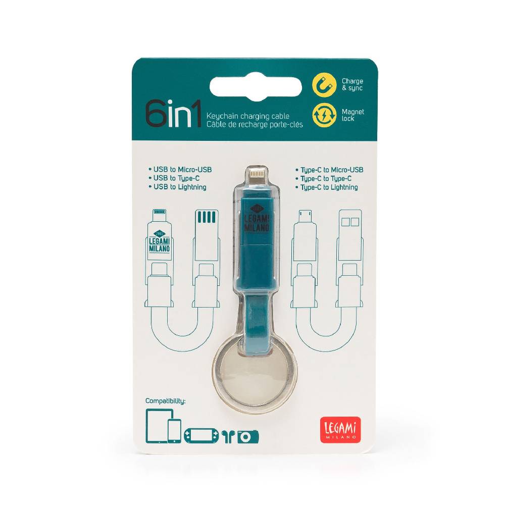 Legami Cavo di Ricarica Portachiavi 6 in 1 Moda