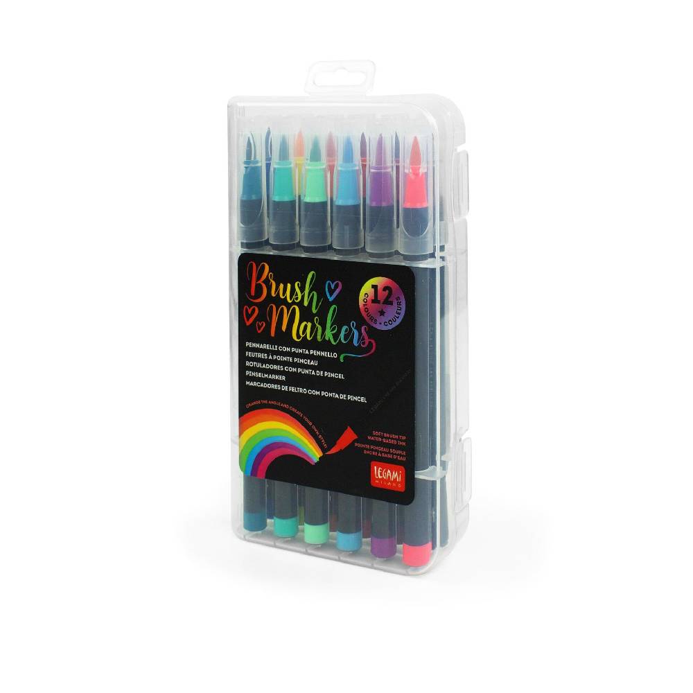 Legami Set di 12 Pennarelli con Punta Pennello - Brush Markers Italy