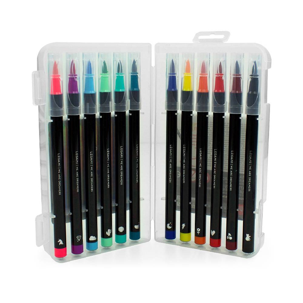 Legami Set di 12 Pennarelli con Punta Pennello - Brush Markers Italy