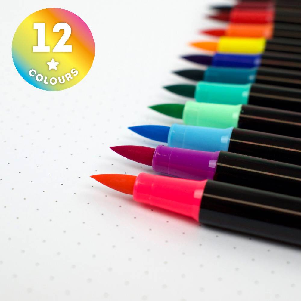 Legami Set di 12 Pennarelli con Punta Pennello - Brush Markers Italy