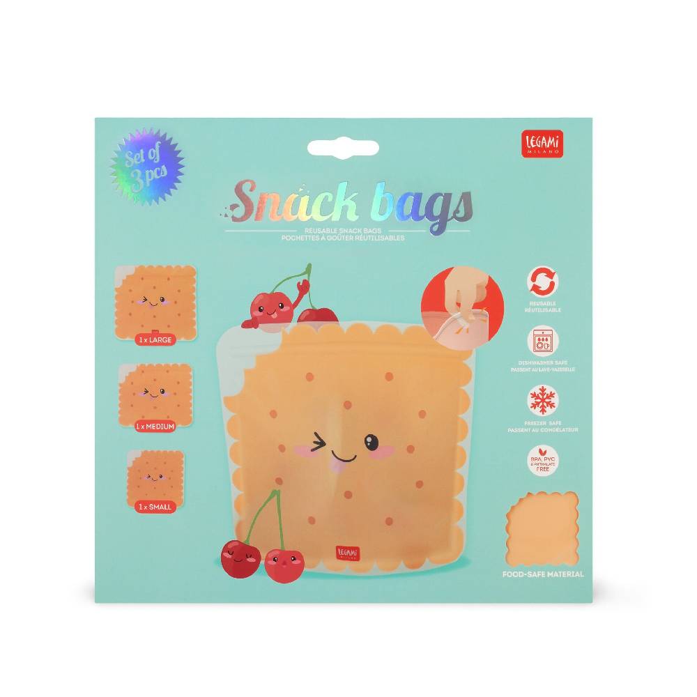 Legami Set di 3 Buste per Alimenti - Snack Bags Super Saving Price