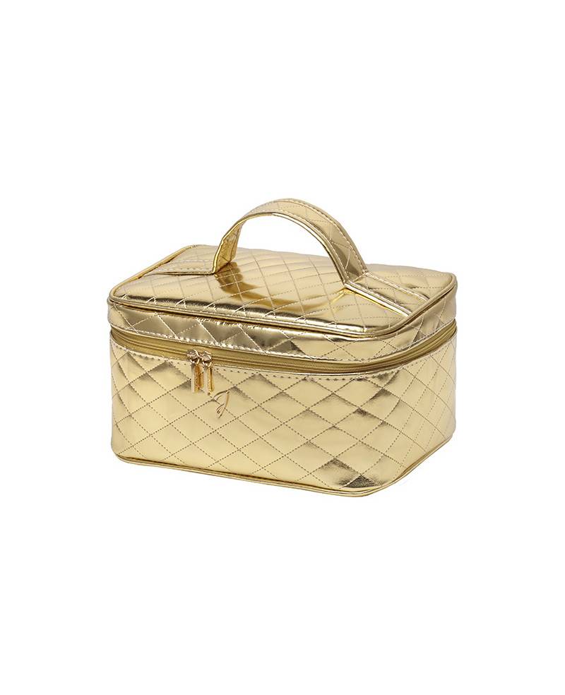 Janeke Beauty da viaggio medio, trapuntato oro 24x13x18cm - cod. A1952VT Saldi Di Fabbrica