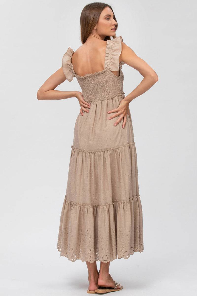 Pietro Brunelli CLOÉ | Abito Premaman Lungo in Cotone Beige Soddisfazione Garantita