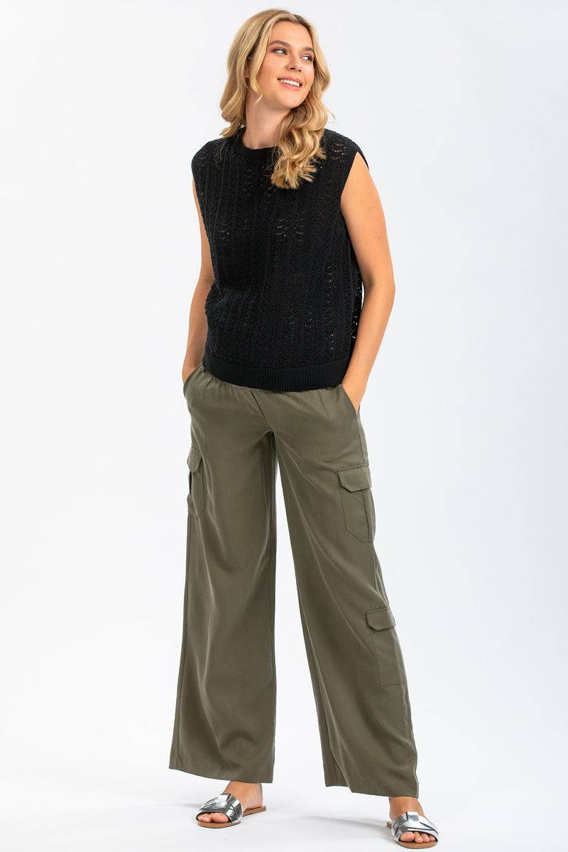 Pietro Brunelli CHARLIE | Pantaloni Premaman Stile Cargo in Tencel Italy