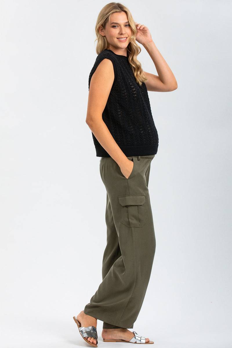 Pietro Brunelli CHARLIE | Pantaloni Premaman Stile Cargo in Tencel Italy