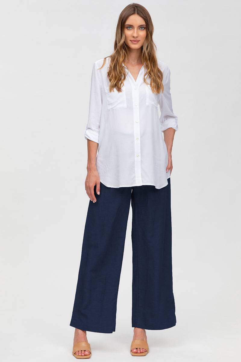 Pietro Brunelli JOSEPH | Pantaloni Premaman in Lino Blu