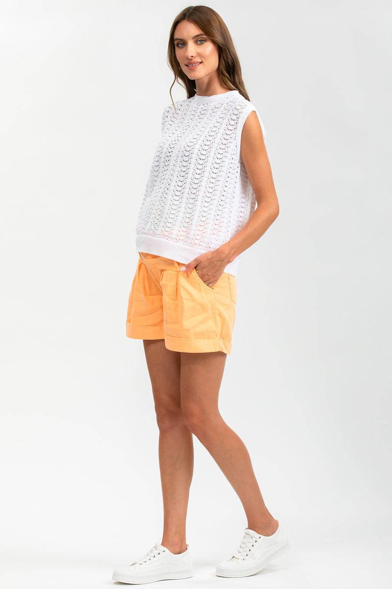 Pietro Brunelli MINI SHORT IN LINO | Pantaloncini Premaman Arancioni Presa