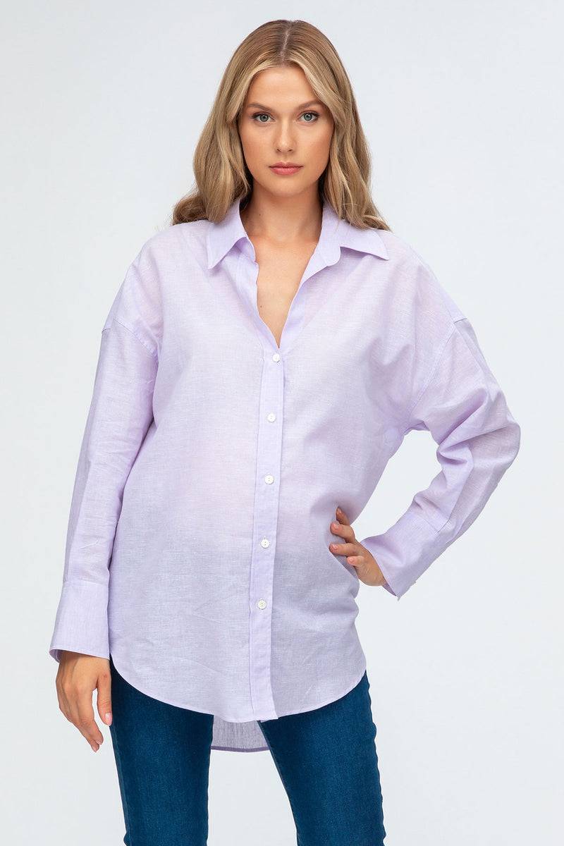 Pietro Brunelli SOPHIA | Camicia Premaman Oversize in Lino Lilla
