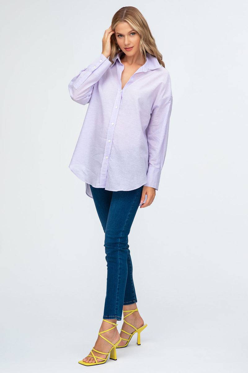 Pietro Brunelli SOPHIA | Camicia Premaman Oversize in Lino Lilla In Vendita