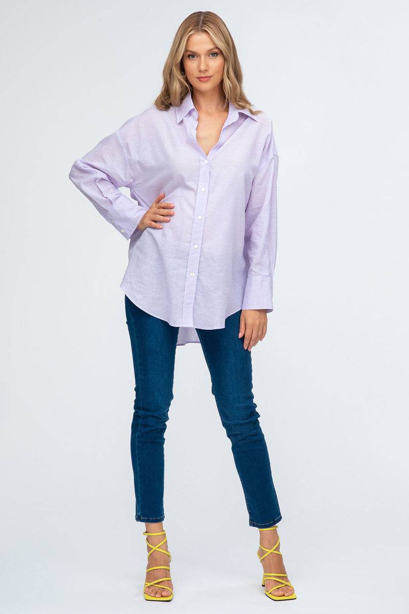 Pietro Brunelli SOPHIA | Camicia Premaman Oversize in Lino Lilla In Vendita