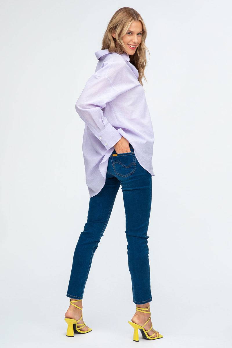 Pietro Brunelli SOPHIA | Camicia Premaman Oversize in Lino Lilla In Vendita