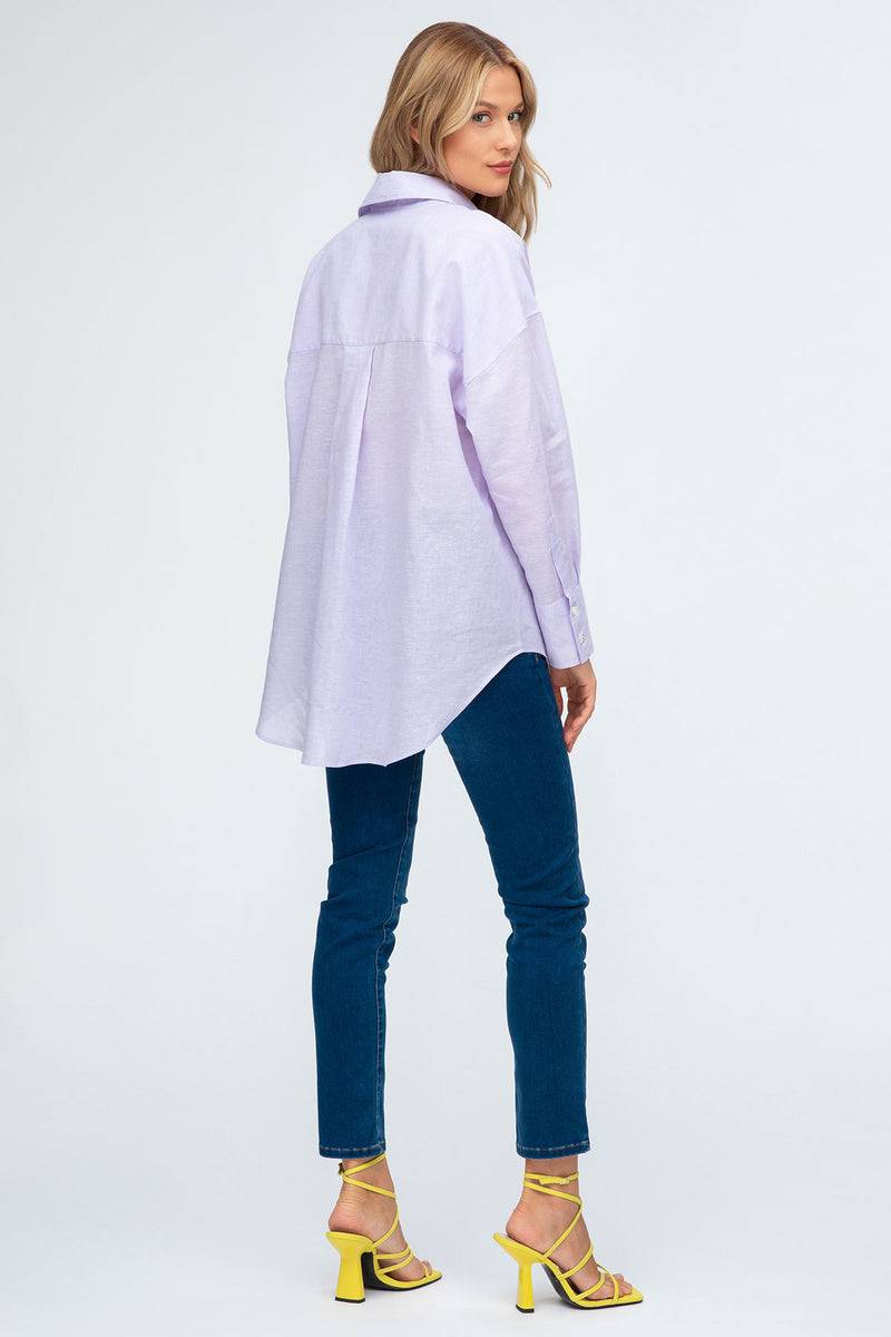 Pietro Brunelli SOPHIA | Camicia Premaman Oversize in Lino Lilla In Vendita