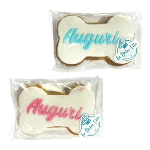 Bauzaar Biscotto Snack a forma di Osso Auguri La Dolce Vita 85 gr Leopet Online Outlet