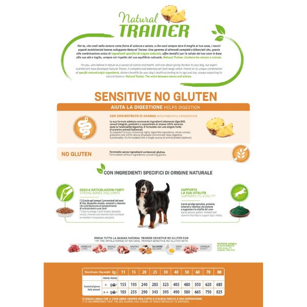 Bauzaar Natural Trainer Sensitive No Gluten Medium & Maxi Adult con Salmone Comprane uno, ottenene uno gratis