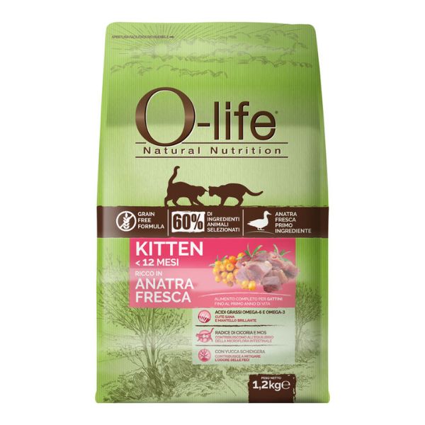 Bauzaar O-life Kitten Grain Free Anatra fresca Discount Store per i nuovi prodotti