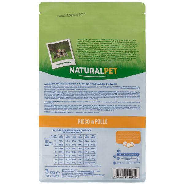 Bauzaar NaturalPet Puppy Prime Orme Medium/Large Pollo Qualità
