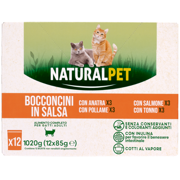 Bauzaar NaturalPet Cat Adult Bocconcini in salsa multipack 12x85 gr Vendite stagionali