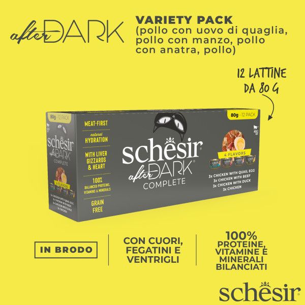 Bauzaar Schesir After Dark Cat Variety Pack Filetti in brodo 12x80 gr Offerte stagionali