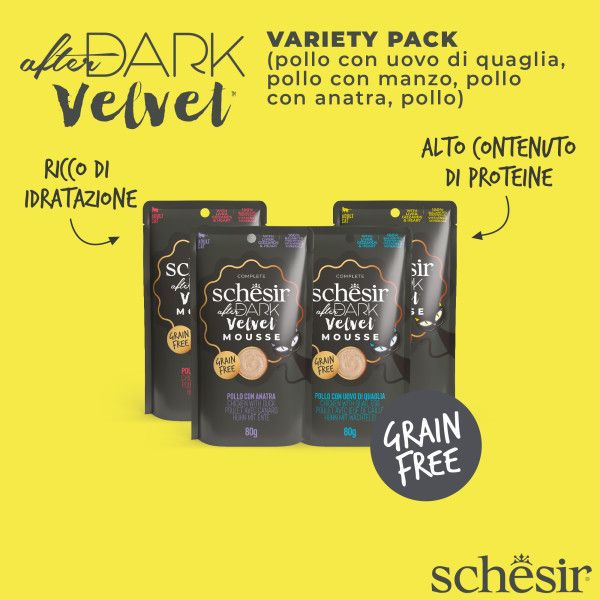 Bauzaar Schesir After Dark Cat Velvet Mousse Variety pack 12x80 gr Limitato a 3 giorni