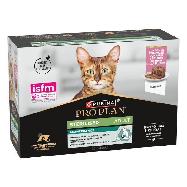 Bauzaar Purina Pro Plan Cat Adult Sterilised Maintenance Terrine Multipack 12x85g Ritorno libero