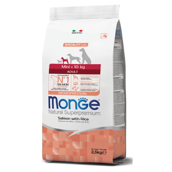 Bauzaar Monge Natural Superpremium All Breeds Adult Mini Monoprotein Salmone con Riso Fino al 60% di sconto