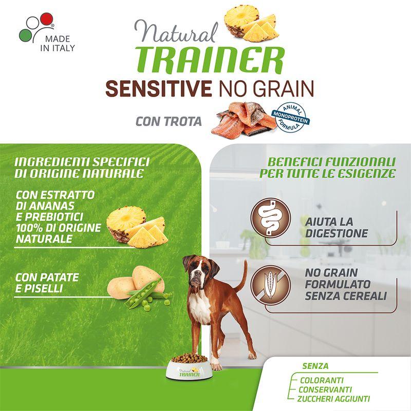 Zooplus Natural Trainer Sensitive No Grain Adult Medium/Maxi Monoproteico con Trota & Patate Offerta Giorno del Papà