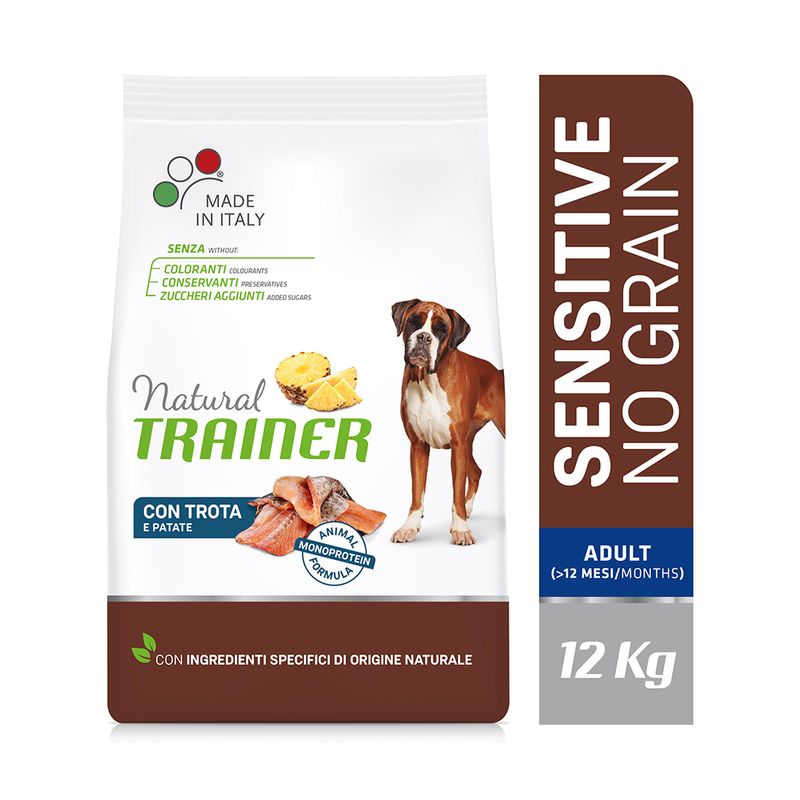 Zooplus Natural Trainer Sensitive No Grain Adult Medium/Maxi Monoproteico con Trota & Patate Offerta Giorno del Papà