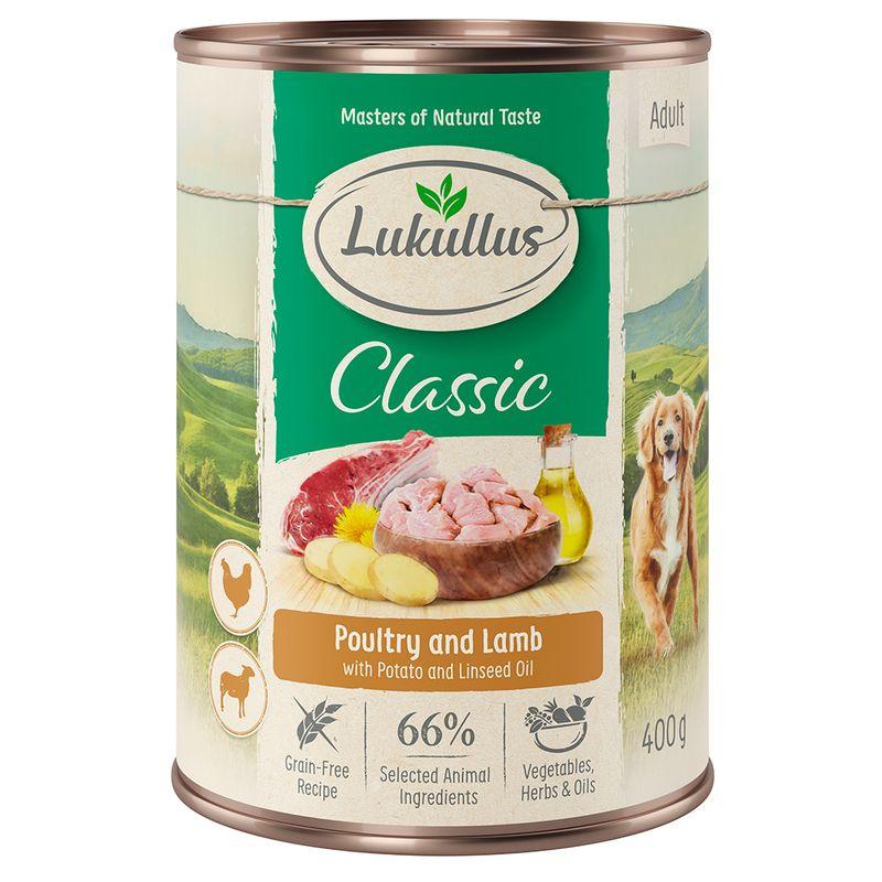 Zooplus Lukullus Adult senza cereali 6 x 400 g Alimento umido per cani Sostegno trimestrale