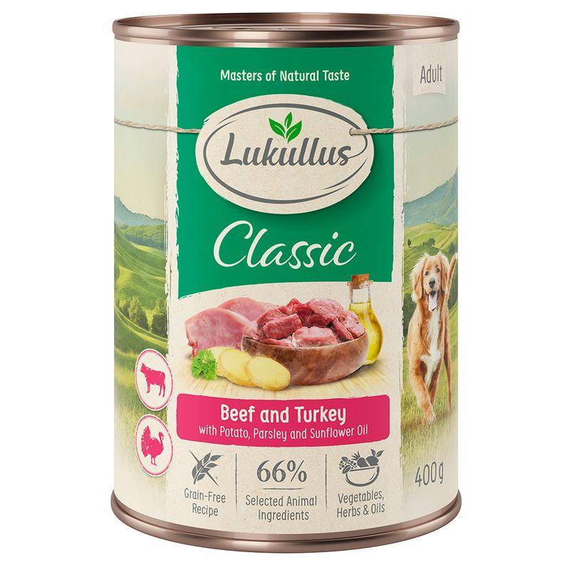 Zooplus Lukullus Adult senza cereali 6 x 400 g Alimento umido per cani Sostegno trimestrale