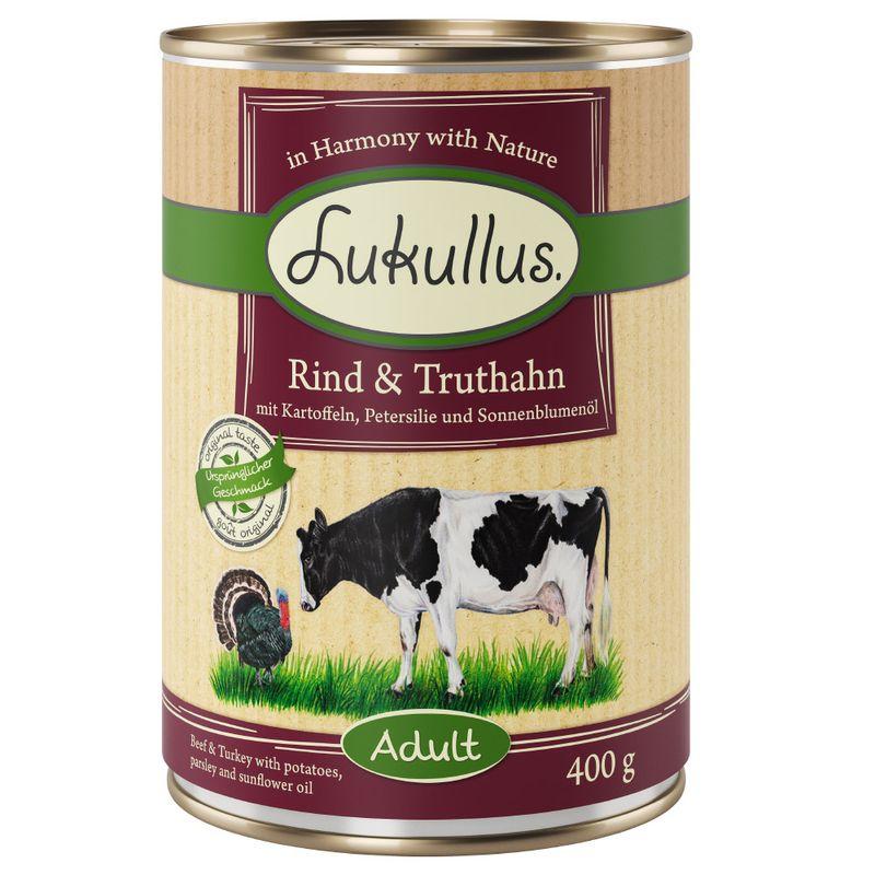 Zooplus Lukullus 24 x 400 g Alimento umido per cani Solo un giorno rimasto