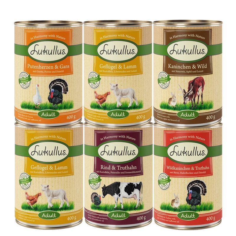 Zooplus Set prova misto Lukullus Naturkost 6 x 400 g Trasporto libero internazionale