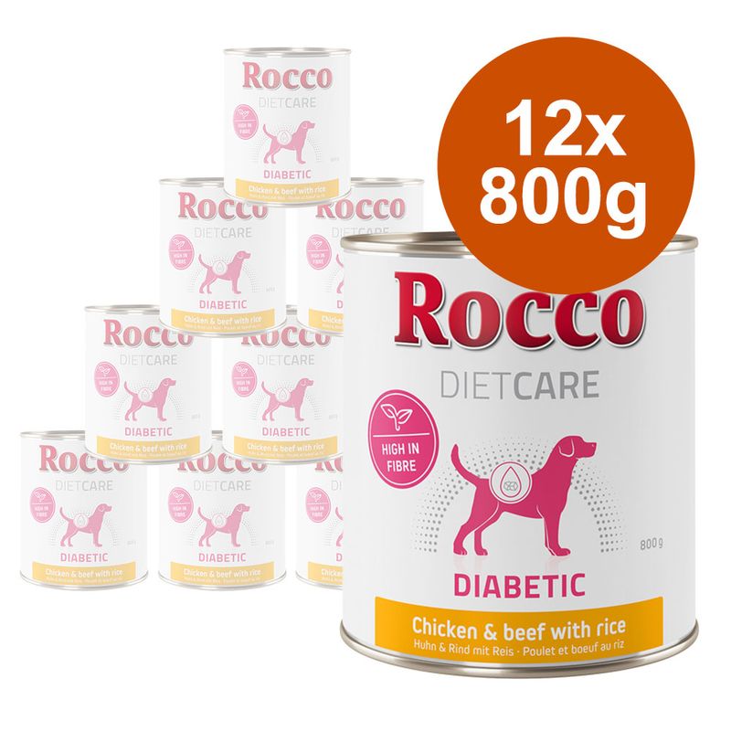 Zooplus Rocco Diet Care Diabetic Pollo & Manzo con Riso 800 g umido cane Offerta temporanea