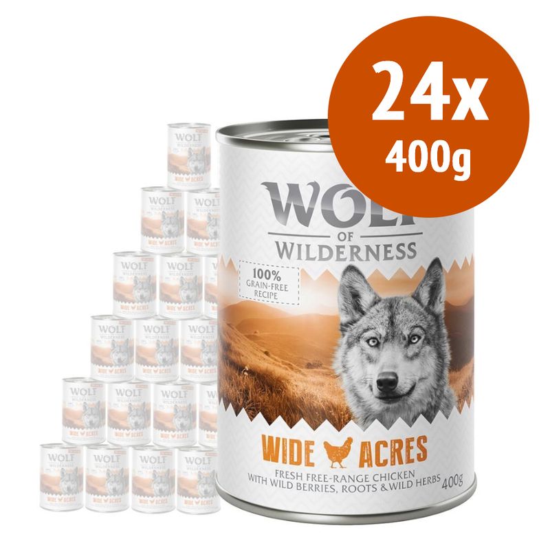 Zooplus Set Risparmio Wolf of Wilderness "Carne allevata all'aperto" 24 x 400 g Offerte giornaliere