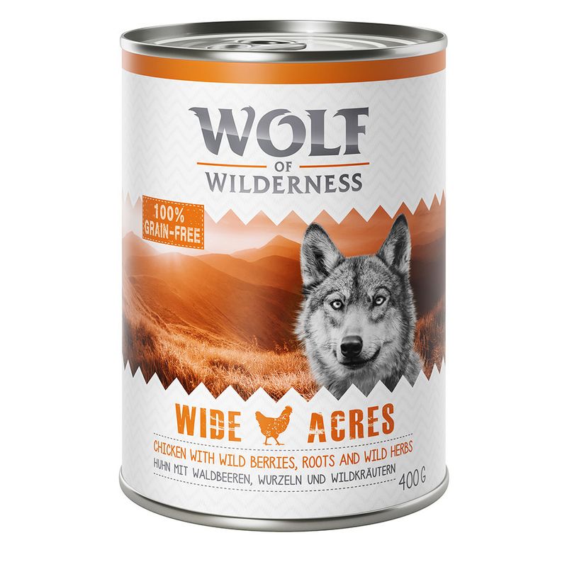 Zooplus 5 + 1 gratis 6 x 400 g Wolf of Wilderness Alimento umido per cani Offerte speciali