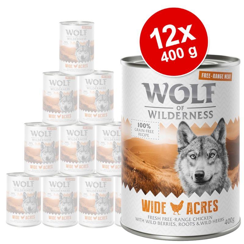 Zooplus Set Risparmio Wolf of Wilderness "Carne allevata all'aperto" 12 x 400 g Enormi risparmi