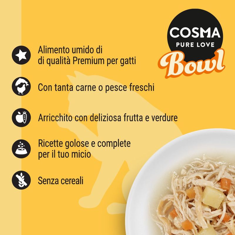 Zooplus Cosma Bowl 12 x 80 g Alimento umido per gatto Sostegno trimestrale