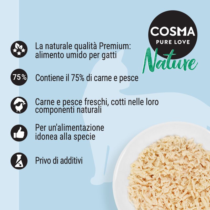 Zooplus Cosma Nature 24 x 140 g Alimento umido per gatti Trasporto libero internazionale