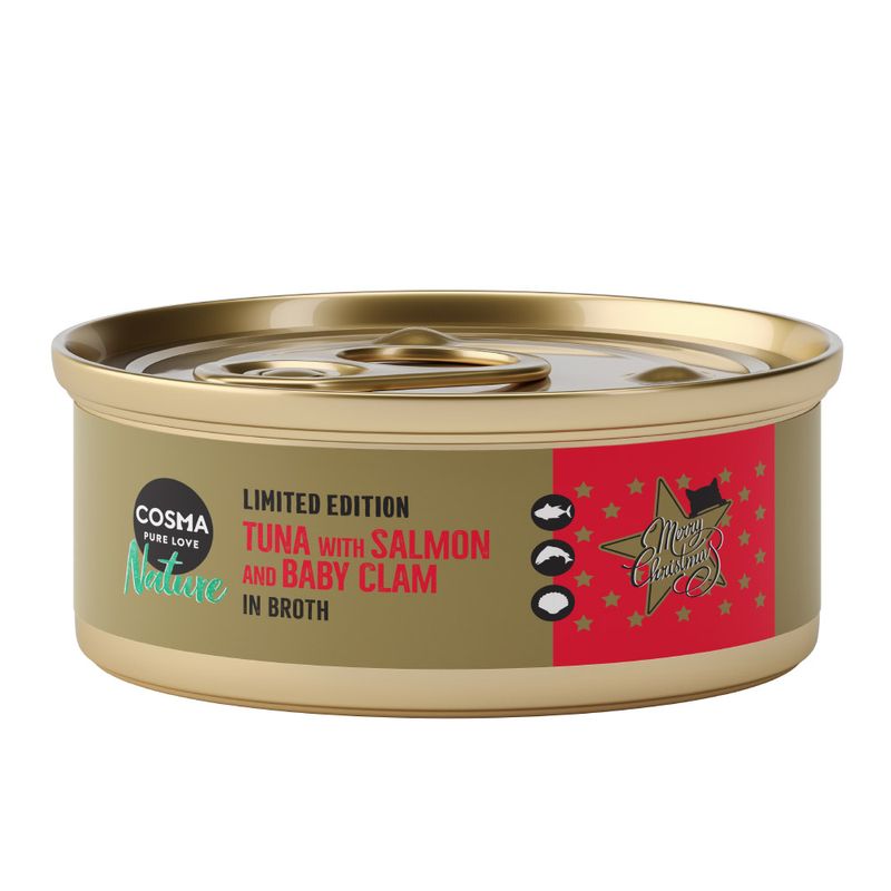 Zooplus Cosma Nature Christmas-Edition Tonno con Salmone & Vongole baby umido gatto Sconti questo mese