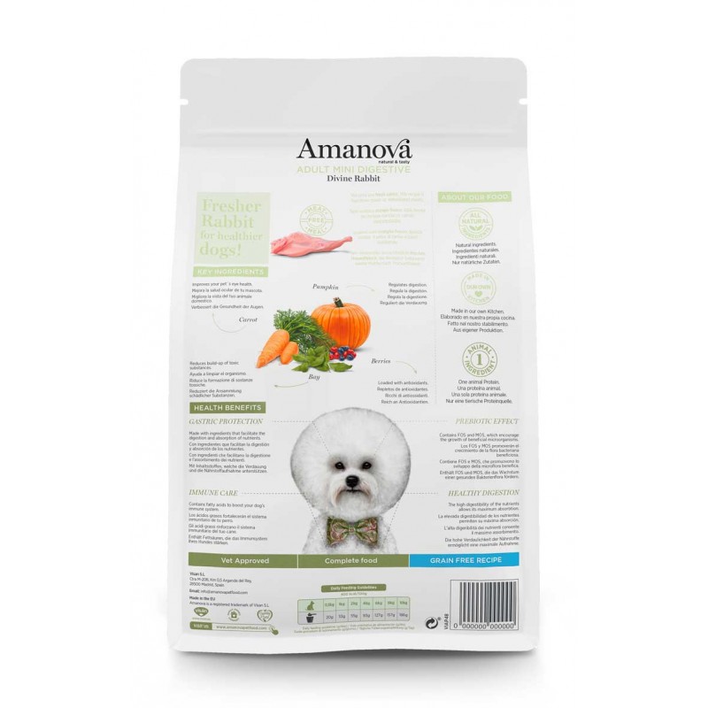 Amanova Adult Mini Digestive al Coniglio per Cani Fino al 50% di sconto