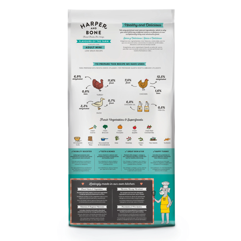Harper and Bone Flavours of the Farm Adult Dog Mini per Cani di Piccola Taglia Saldi Di Fabbrica