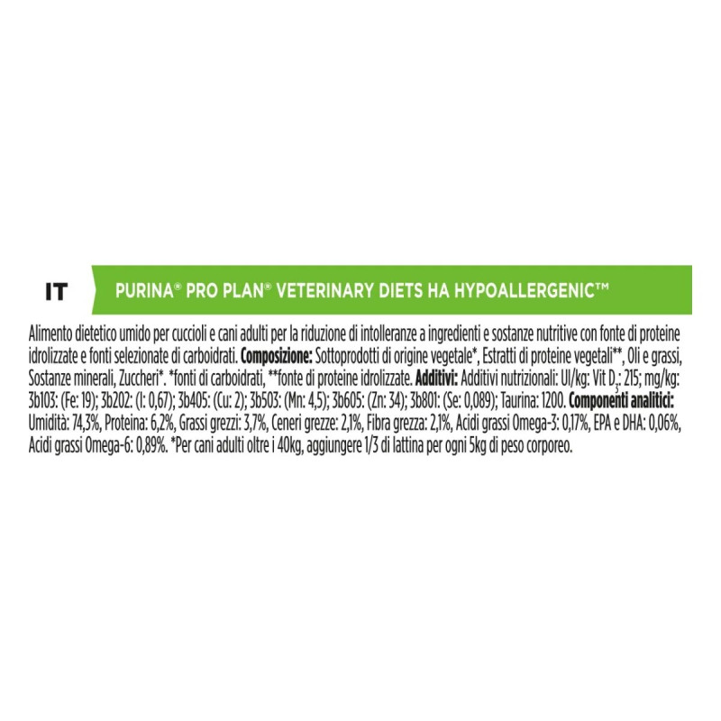 Purina Pro Plan Veterinary Diets HA Hypoallergenic Cibo Umido per Cani Cyber Monday