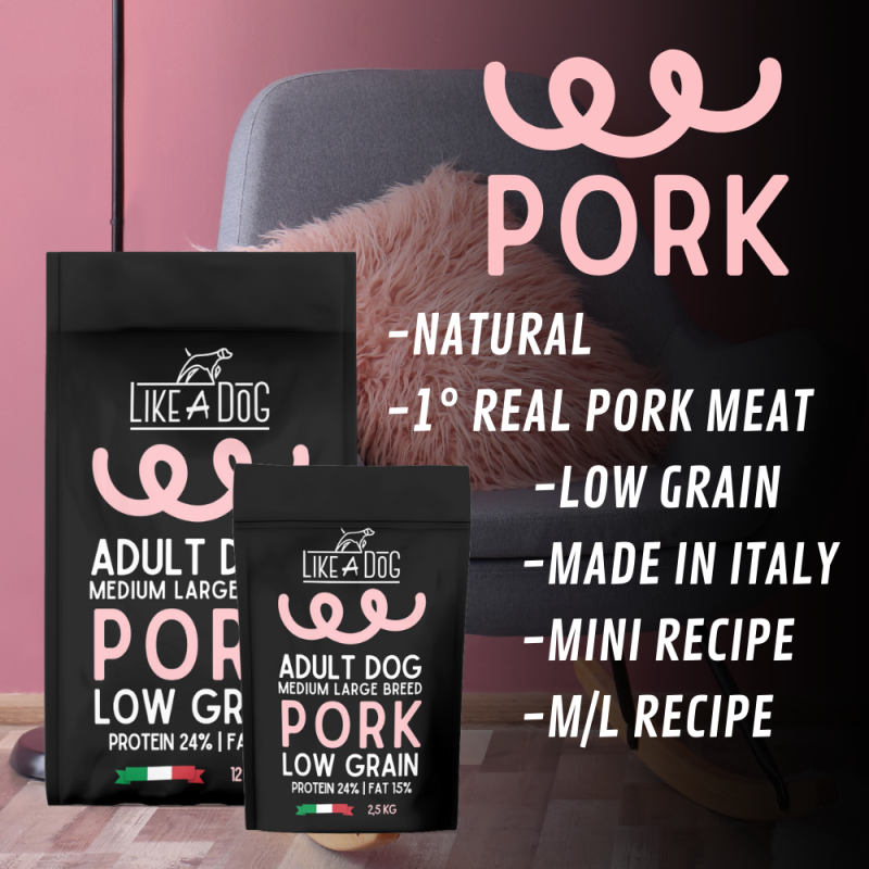 Like A Dog Low Grain Pork Medium Large per Cani Offerta natalizia