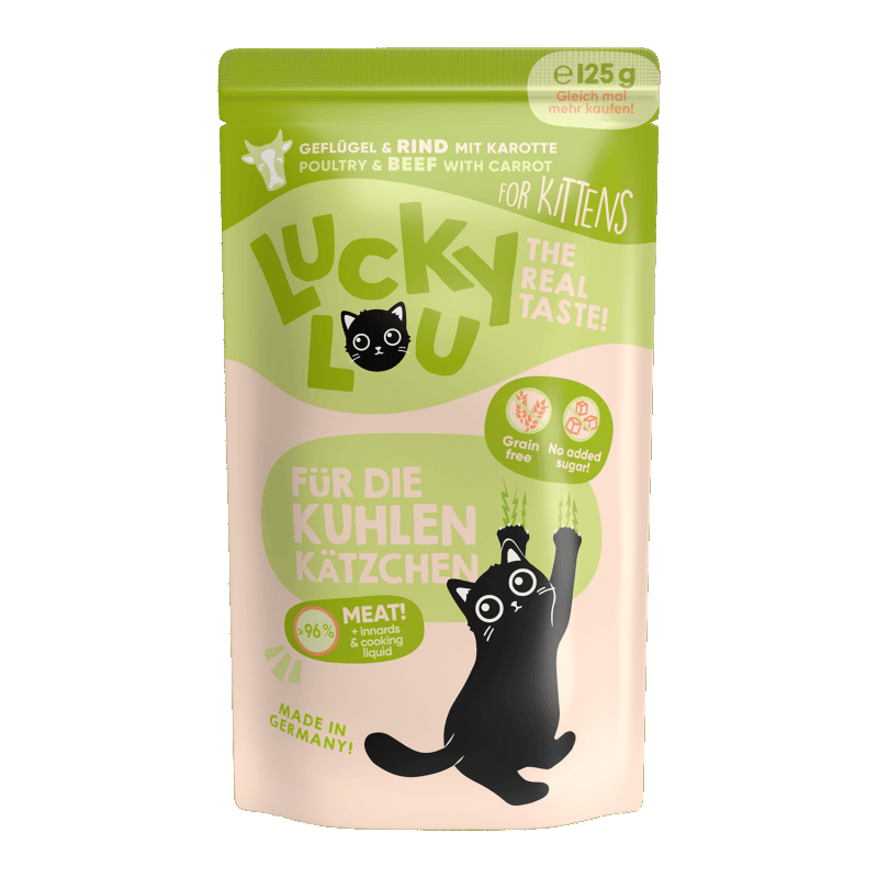 Lucky Lou Kitten Cibo Umido per Gattini 16 bustine da 125 gr Offerta Giorno del Papà