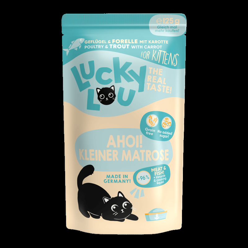 Lucky Lou Kitten Cibo Umido per Gattini 16 bustine da 125 gr Offerta Giorno del Papà