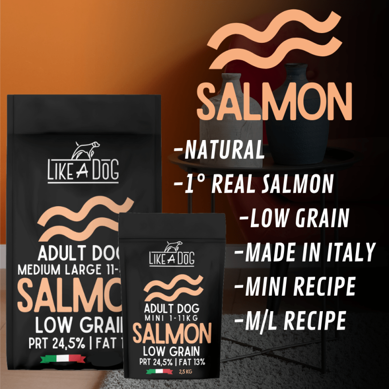 Like A Dog Low Grain Salmon Mini per Cani di Piccola Taglia Comprane uno, ottenene uno gratis