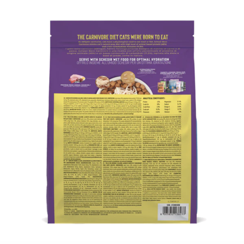 Schesir Born Carnivore Adult Pollo con Aringa e Salmone per Gatti Promozione Limitata
