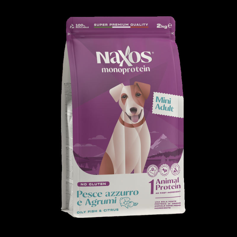 Naxos Monoprotein Adult Mini Pesce Azzurro e Agrumi per Cani