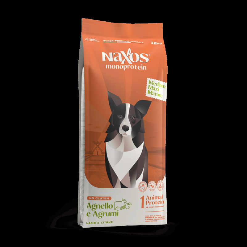 Naxos Monoprotein Mature Medium Maxi Agnello e Agrumi per Cani Sconti VIP